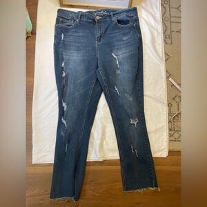 Copperflash size 18W high rise slim straight distressed jeans